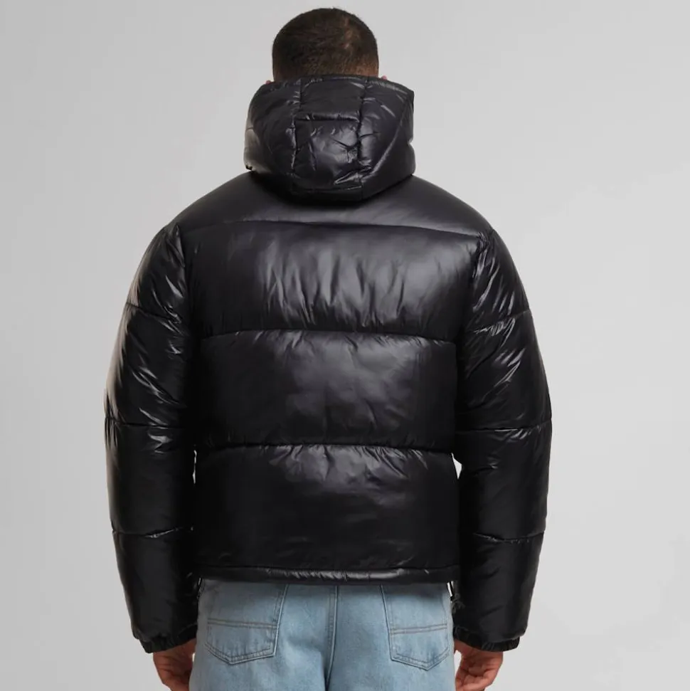 Boys Shiny Puffer Jacket With Hood