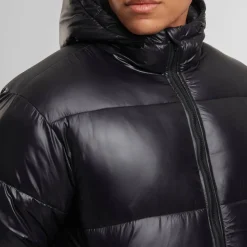 Boys Shiny Puffer Jacket With Hood