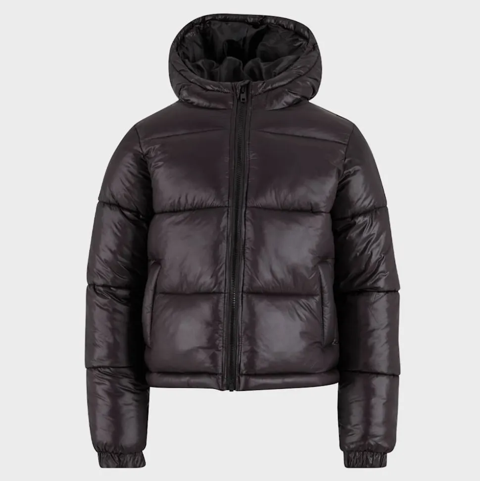 Boys Shiny Puffer Jacket With Hood