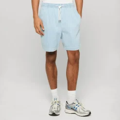 Casual Pinstriped Resort Denim Shorts
