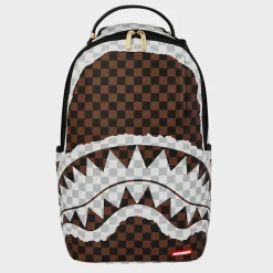 Cream and Brown Tear Check Backpack