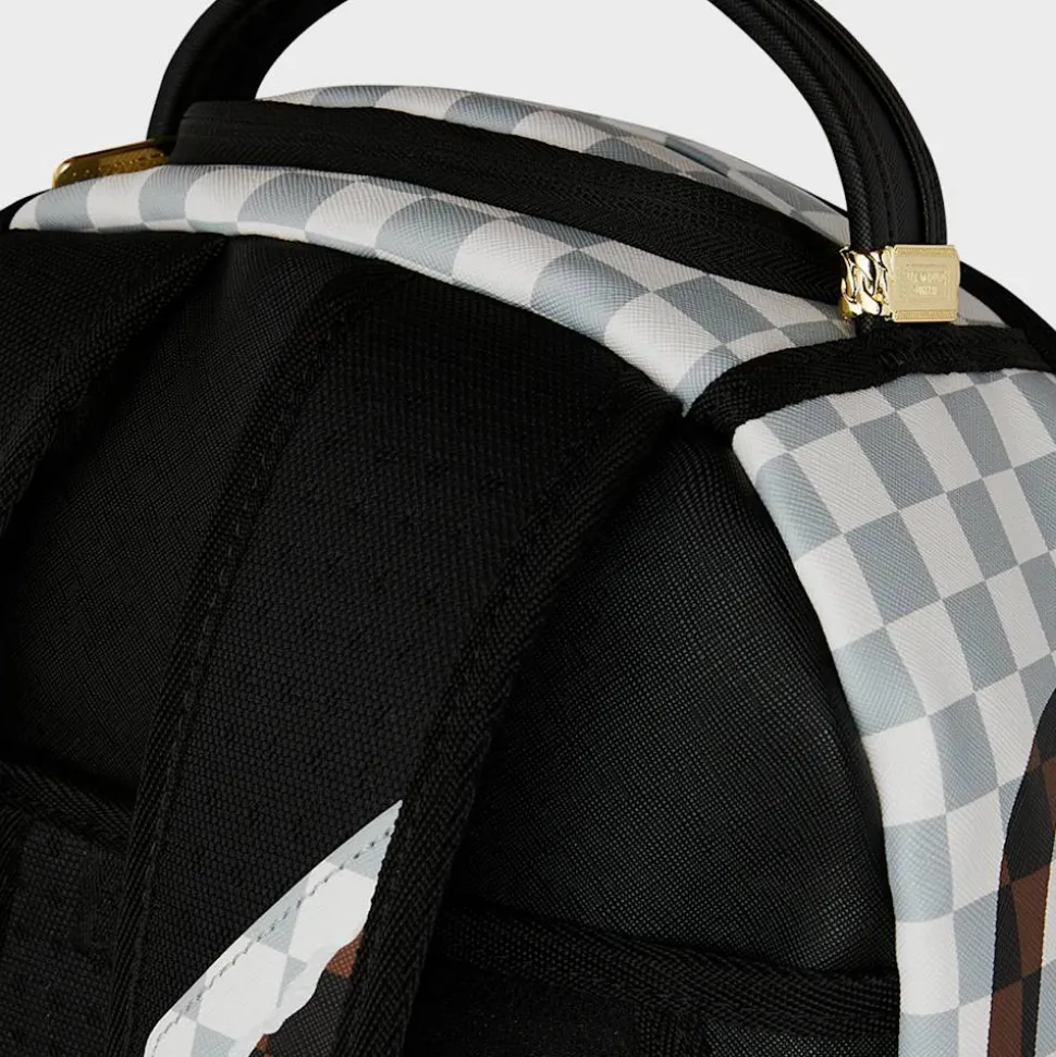 Cream and Brown Tear Check Backpack