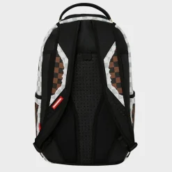 Cream and Brown Tear Check Backpack