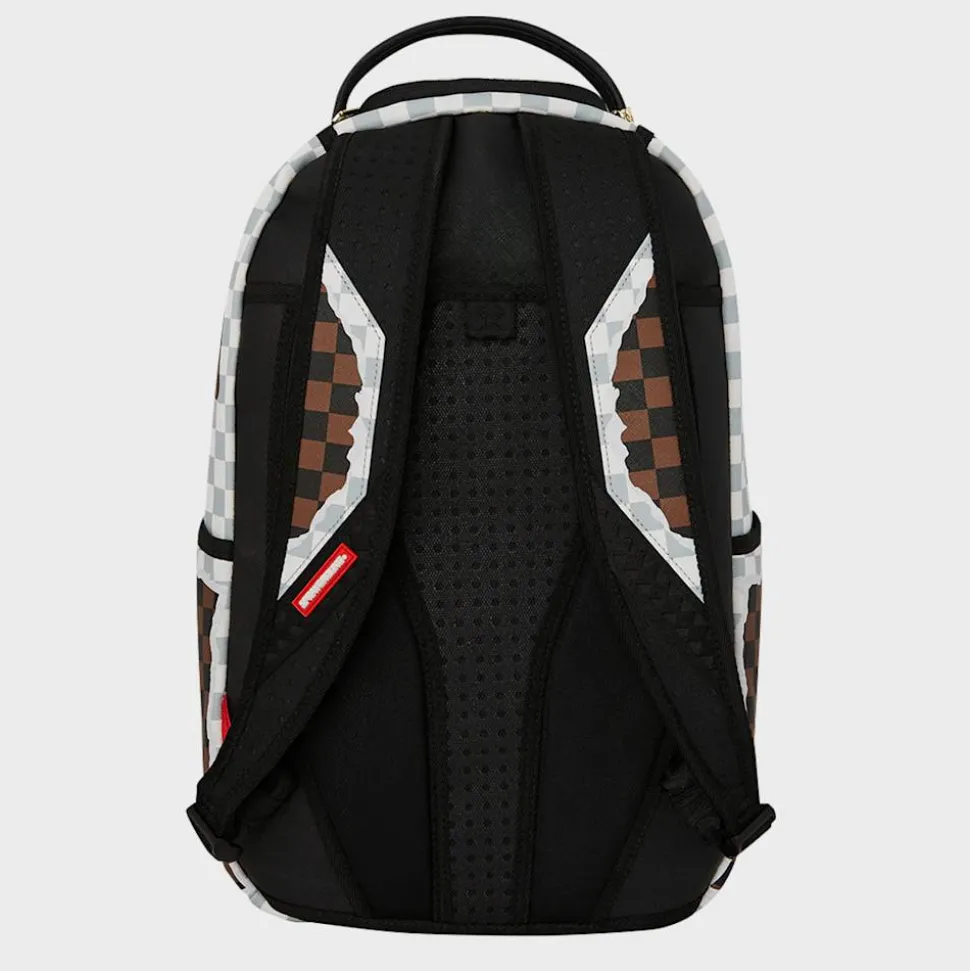 Cream and Brown Tear Check Backpack