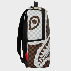 Cream and Brown Tear Check Backpack