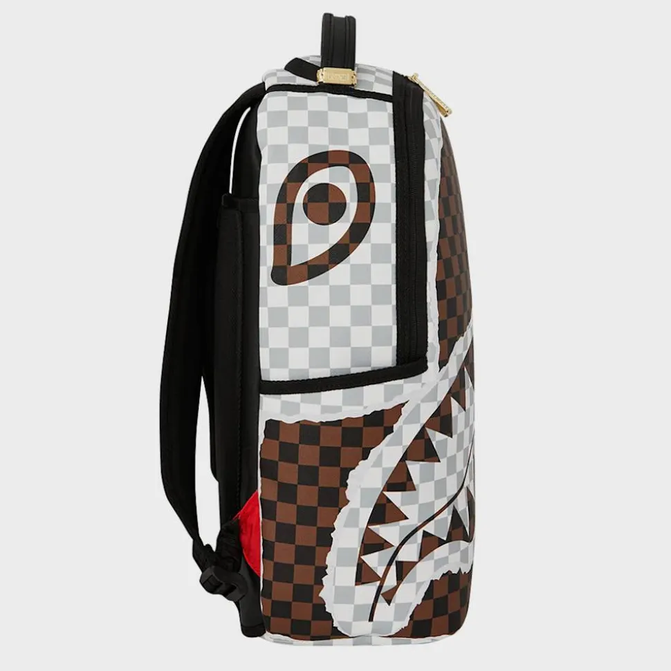 Cream and Brown Tear Check Backpack