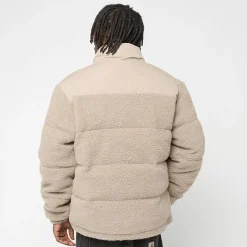 Fabric Mix Teddy Puffer Jacket