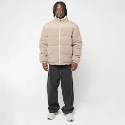 Fabric Mix Teddy Puffer Jacket