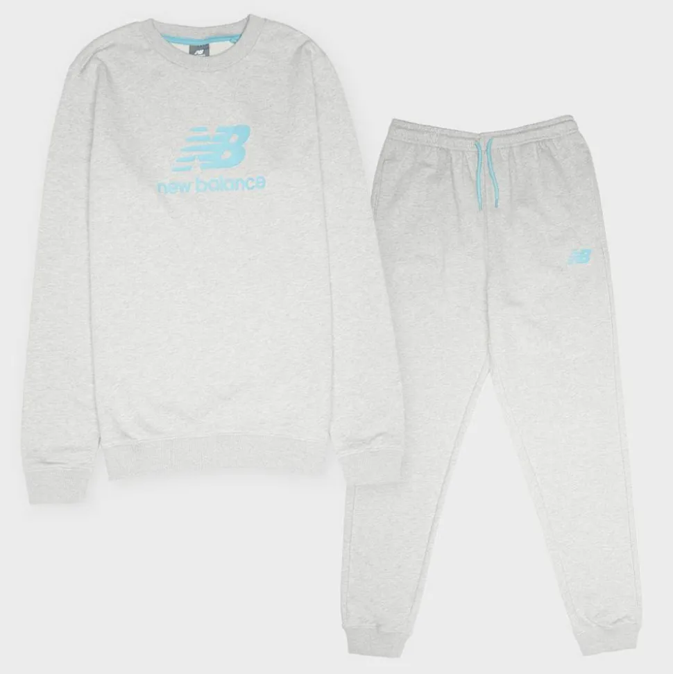French Terry Stacked Logo Crew & Jog Set