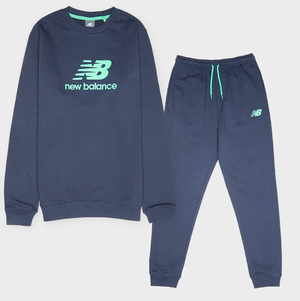 French Terry Stacked Logo Crew & Jog Set
