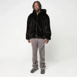Full Zip Faux Fur Hoodie