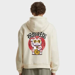 Good Luck Cat Fluffy Zip Hoody