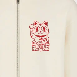 Good Luck Cat Fluffy Zip Hoody