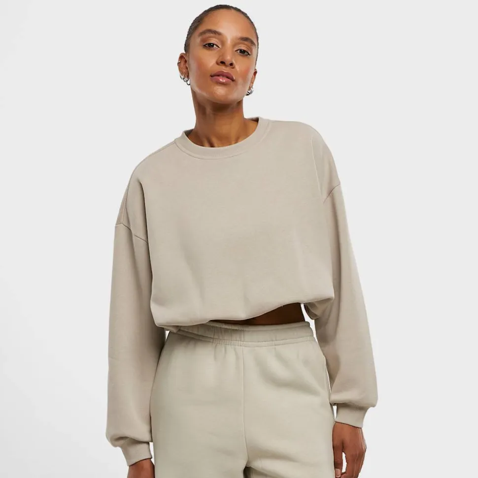 Ladies Cropped Gathered Sweatshirt