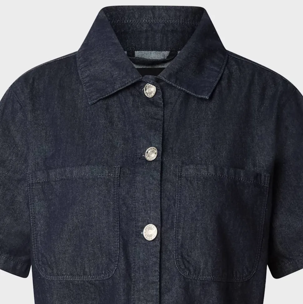 Ladies Cropped Light Denim Shirt
