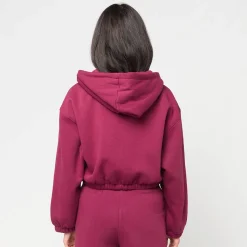 Ladies Fluffy Cropped Zip Hoodie
