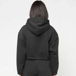 Ladies Fluffy Cropped Zip Hoodie