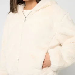 Ladies Full Zip Faux Fur Hoodie
