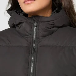 Ladies Peached Puffer Jacket With Hood