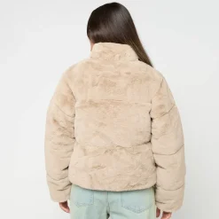 Ladies Short Faux Fur Puffer Jacket
