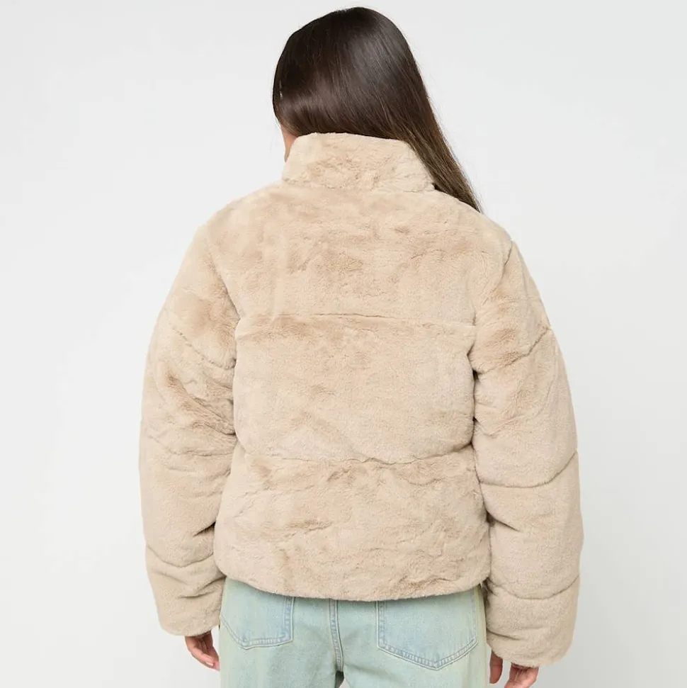 Ladies Short Faux Fur Puffer Jacket