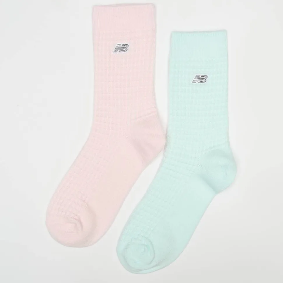 2 PACK - Waffle Knit Mid Crew Socks