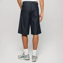 Pleated Denim Shorts