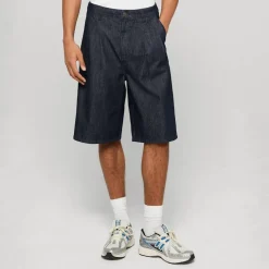 Pleated Denim Shorts