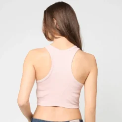 Slogan Rib Cropped Racer Top