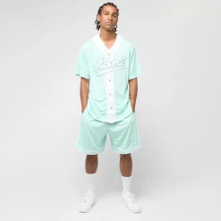 Small Varsity Logo Pinstripe Mesh Shorts