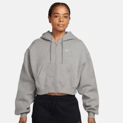 Studio Fleece Mid Waist Oversized Crop Full Zip Hoodie
