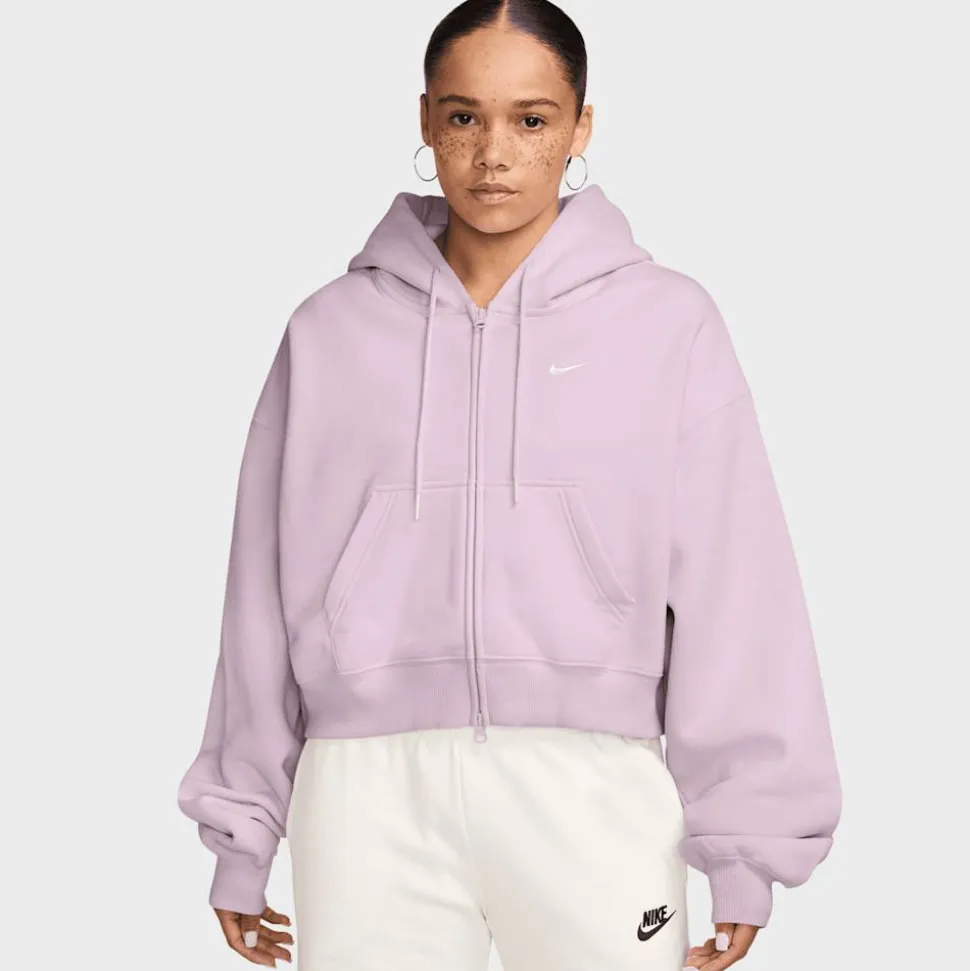 Studio Fleece Oversized Cropped Full-Zip Hoodie